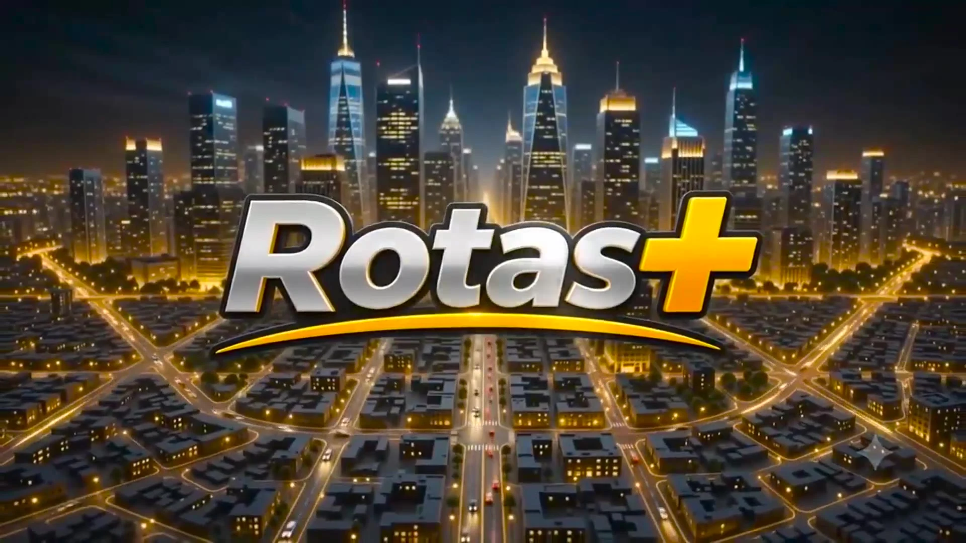 Rotas+ em uma paisagem noturna